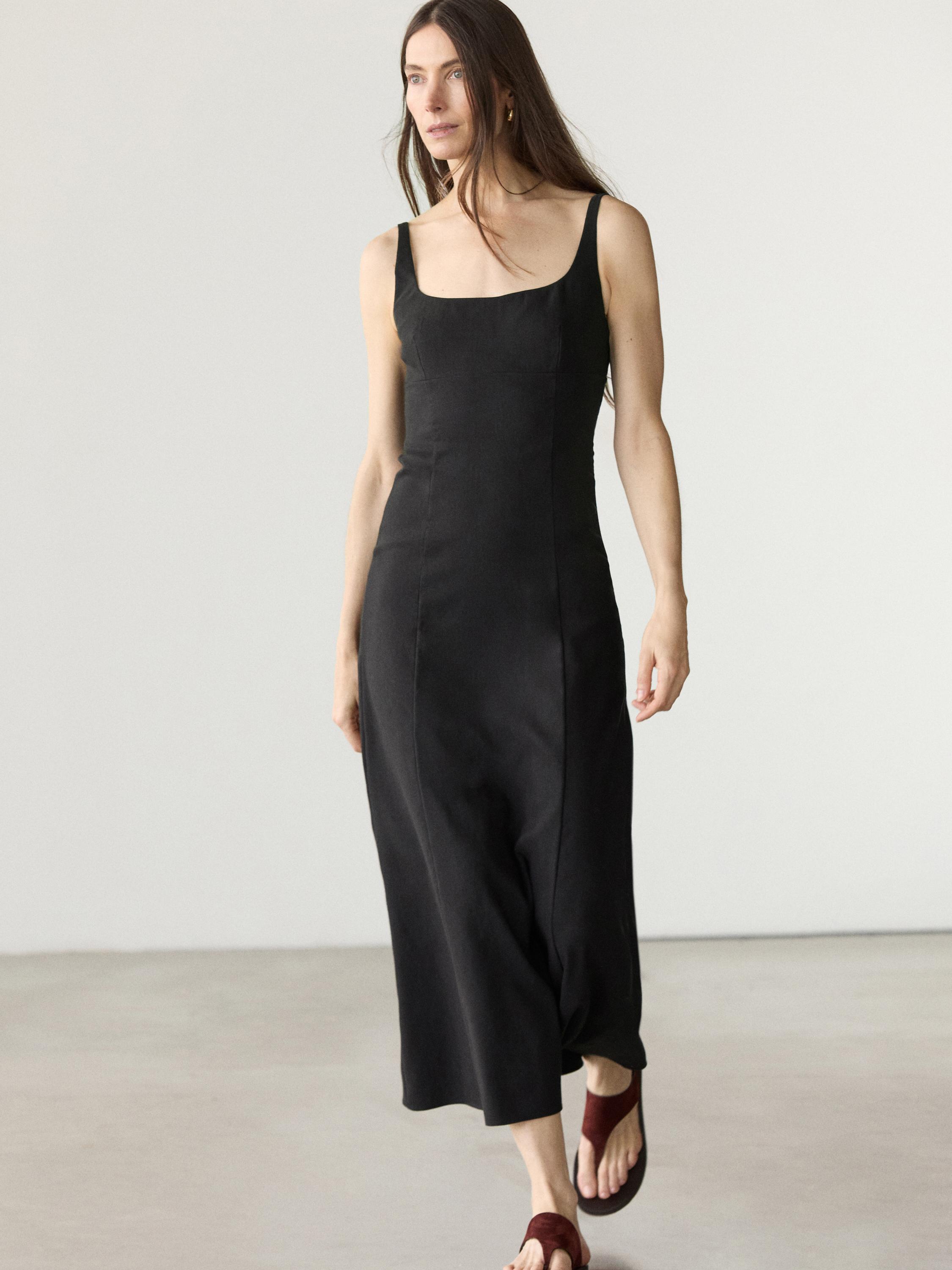 Robe midi bretelles lin